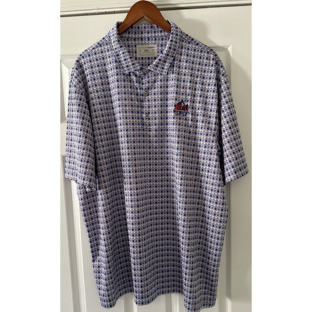 Bermuda Sands Wick-away Polo Shirt Men's XXL Blue and Pink Can Print Golf